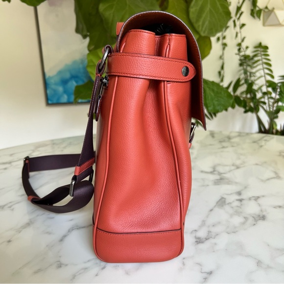 Coach Hudson Messenger Crossbody Laptop Bag Terracotta Leather - Picture 3 of 16